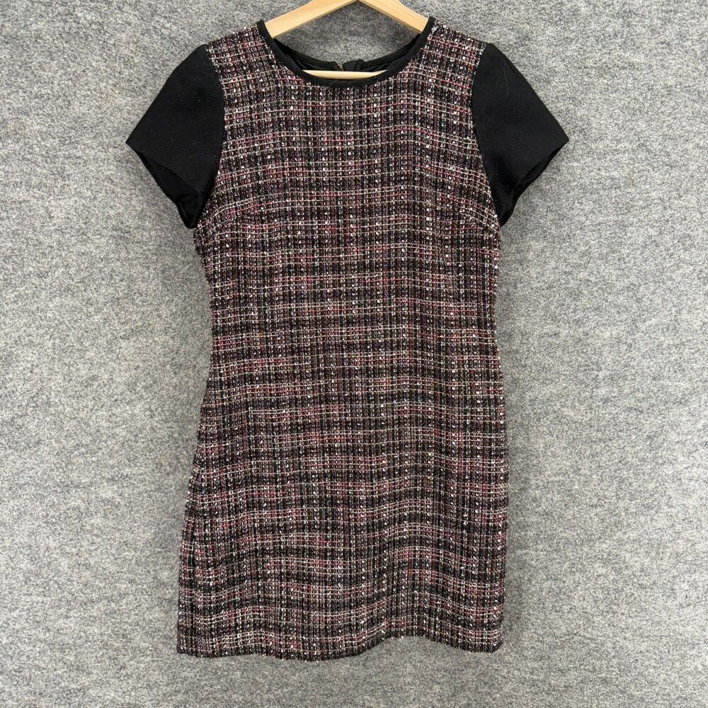 Banana Republic Dress Women 8 Black Shift Short Zipper Wool Lined Short Sleeve